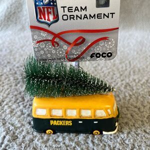 Green Bay Packers Christmas Ornament Retro Bus Green Gold Holiday Tree Foco